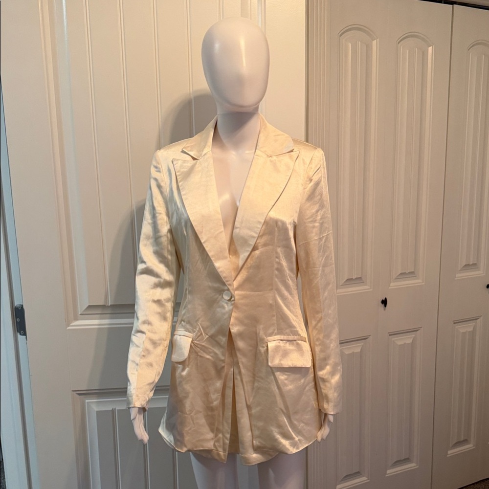 Only Knew Satin Blazer/Skort Set